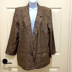 Vintage Liberty House Tan & Black Silk Blazer